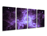 Modern vászonkép motívummal: csillagok, galaxis, hold, világűr fehér-lila árnyalatokban, éteri hangulat, többrészes kivitel, alkalmas a dolgozószoba számára – fő