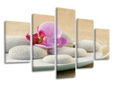 Skandináv stílusú vászonkép motívummal: FENG SHUI, orchidea, természet fehér-rózsaszín árnyalatokban, nyugodt hangulat, természet, többrészes kivitel – fő