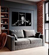 Pop art vászonkép motívummal: Tony Montana gondolkodik nad svojim plánom, szivar fehér-fekete árnyalatokban, merész hangulat, filmvilág és nosztalgia – termék, nézet 3