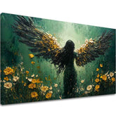 angyalok festménye vásznon – 3D canvas megjelenítés látható fa kerettel, Papilora Premium Art.