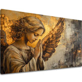 angyalok festménye vásznon – 3D canvas megjelenítés látható fa kerettel, Papilora Premium Art.