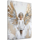 angyalok festménye vásznon – 3D canvas megjelenítés látható fa kerettel, Papilora Premium Art.