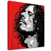 Modern vászonkép motívummal: férfi, arc piros-fekete árnyalatokban, drámai hangulat | Chris Cornell vászonkép - Rocková szenvedély – fő