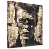 Modern vászonkép barna-fehér árnyalatokban, zenei történelem és ikonográfia | David Bowie vászonkép - Nelútostný nézet – fő