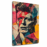 Modern vászonkép motívummal: arc piros-türkiz árnyalatokban, energikus hangulat, rock and roll és dicsőség | David Bowie vászonkép - Rebel s dušou umelca – fő