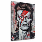 Modern vászonkép motívummal: Davida Bowieho - Ikona hudby és štýlu fehér-fekete árnyalatokban, intenzív hangulat, zenei történelem és ikonográfia – fő