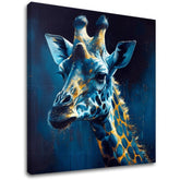 Pop art vászonkép motívummal: PREMIUM ART - Towering Majesty of Giraffe, táj, természet kék-arany árnyalatokban, természet, alkalmas a dolgozószoba számára – fő