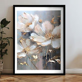 Modern vászonkép motívummal: virág, levelek krém-arany árnyalatokban, elegáns hangulat, természet és luxus hatás | Fali poszter s EXTRA efektom - Golden Petals – termék
