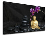 Klasszikus vászonkép motívummal: FENG SHUI lila-arany árnyalatokban, nyugodt hangulat, belső béke, alkalmas a nappali számára | Fali kép FENG SHUI – fő