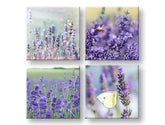 Kollázs vászonkép motívummal: Lavender dream, levendula, pillangó, virágok, mező lila-zöld árnyalatokban, nyugodt hangulat, többrészes kivitel – fő