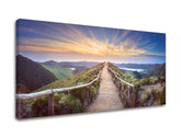 Rusztikus vászonkép motívummal: KRAJINA, ösvény, égbolt kék-narancs árnyalatokban, nyugodt hangulat, természet, alkalmas a iroda számára – termék