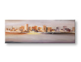 Kézzel festett falikép VÁROS 120x40 cm – 3D perspektíva vászon fa kereten | 100% eredeti | akril vásznon ARTMIE | Papilora.sk