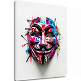 Modern vászonkép motívummal: Anonymous Mask fehér-fekete árnyalatokban, energikus hangulat | Kép Anonymous Mask – fő