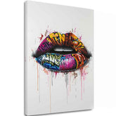 Modern vászonkép motívummal: Graffiti Lips, graffiti fehér-rózsaszín árnyalatokban, energikus hangulat | Kép Graffiti Lips – fő