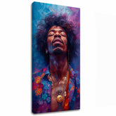 Modern vászonkép motívummal: Jimi Hendrix - Explózia harmónie kék-arany árnyalatokban, nyugodt hangulat, spiritualitás | Kép Jimi Hendrix - Explózia harmónie – fő
