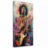 Modern vászonkép motívummal: Jimi Hendrix - Ohnivé tóny fekete-sárga árnyalatokban, energikus hangulat, rock and roll és kreativitás | Kép Jimi Hendrix - Ohnivé tóny – fő