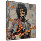 Modern vászonkép motívummal: Jimi Hendrix - Gitarová poézia kék árnyalatokban, zenei történelem | Kép Jimi Hendrix - Gitarová poézia – fő