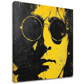 Modern vászonkép motívummal: John Lennon - Žltý tükröződés reality fekete-sárga árnyalatokban, merész hangulat, ikonográfia | Kép John Lennon - Žltý tükröződés reality – fő