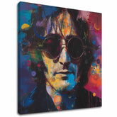Modern vászonkép motívummal: John Lennon - Farebné predstavy kék-fekete árnyalatokban, energikus hangulat, rock and roll és popkultúra – fő
