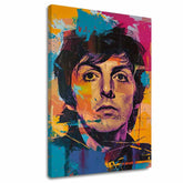 Kézzel festett vászonkép motívummal: Paul McCartney - Beatlesovský génius sárga-lila árnyalatokban, energikus hangulat | Kép Paul McCartney - Beatlesovský génius – fő