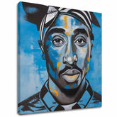Kézzel festett vászonkép motívummal: Tupac Shakur - Rapper v nebi fekete-fehér árnyalatokban, intenzív hangulat | Kép Tupac Shakur - Rapper v nebi – fő
