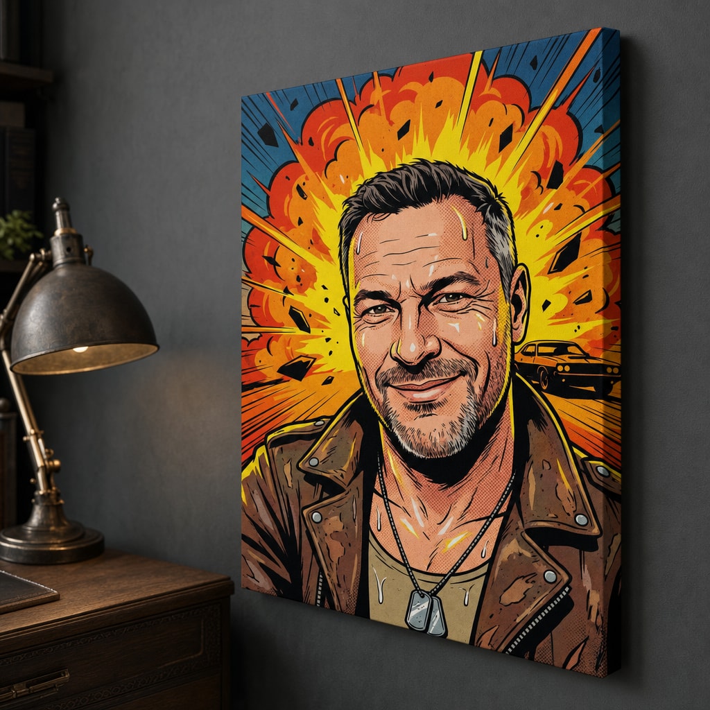 Akció pop-art vászonkép oldalról – 2 cm-es fa vakkeret, nyomat az élen, külső keret nélkül, Papilora
