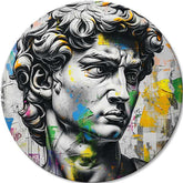 Pop art vászonkép motívummal: Antický nézet Davida kék-rózsaszín árnyalatokban, intenzív hangulat, idő, alkalmas a iroda számára | Kerek képek s akrylom Antický nézet Davida – fő