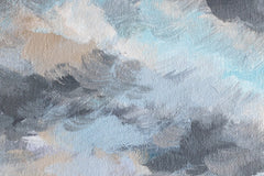 Kézzel festett vászonkép HAJÓ motívummal, óceán, égbolt, felhők, táj fehér-barna árnyalatokban, nyugodt hangulat, szabadság és természet – termék, 4. nézet
