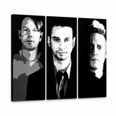 Kézzel festett POP Art festmény a Depeche Mode-ról 3 rész 000 dep – 3D látvány a kézzel festett vászonról fehér háttéren. Domináns színek: fekete, fehér, szürke.