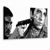 Kézzel festett POP Art festmény AL PACINO 1 db al20 – 3D látvány a kézzel festett vászonról fehér háttéren. Domináns színek: fekete, fehér, szürke.