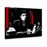 Kézzel festett POP Art festmény AL PACINO 1 db al30 – 3D látvány a kézzel festett vászonról fehér háttéren. Domináns színek: fekete, piros, szürke, fehér.