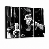 Kézzel festett POP Art festmény AL PACINO 3 darab al22 – 3D látvány a kézzel festett vászonról fehér háttéren. Domináns színek: fekete, szürke, fehér.