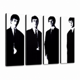 Kézzel festett POP Art festmény Beatles 4 db bea3 – 3D látvány a kézzel festett vászonról fehér háttéren. Domináns színek: fekete, fehér, szürke.