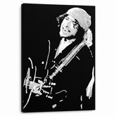 Kézzel festett POP Art festmény Bob Dylan 1 rész bd – 3D látvány a kézzel festett vászonról fehér háttéren. Domináns színek: fekete, fehér, szürke.