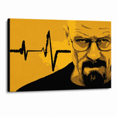 Kézzel festett POP Art festmény BREAKING BAD 1 db brb2 – 3D látvány a kézzel festett vászonról fehér háttéren. Domináns színek: sárga, fekete, barna.