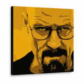 Kézzel festett POP Art festmény Breaking Bad 4 darab brb – 3D látvány a kézzel festett vászonról fehér háttéren. Domináns színek: sárga, fekete, barna.