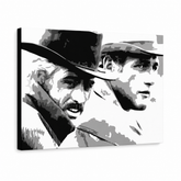 Kézzel festett POP Art festmény Butch Cassidy 1 db bc – 3D látvány a kézzel festett vászonról fehér háttéren. Domináns színek: fekete, fehér, szürke.
