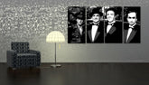 Pop art vászonkép motívummal: Corleone Family fehér-szürke árnyalatokban felakasztva az enteriőrben nappali számára, zenei történelem és ikonográfia | Kézzel festett POP Art kép Corleone Family – enteriőr