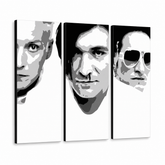 Kézzel festett POP Art festmény Die Ärzte 3-részes da2 – 3D látvány a kézzel festett vászonról fehér háttéren. Domináns színek: fekete, fehér, szürke.