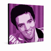 Kézzel festett POP Art festmény Elvis Presley 1 db el4 – 3D látvány a kézzel festett vászonról fehér háttéren. Domináns színek: lila, fehér, fekete.