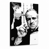 Kézzel festett POP Art festmény GODFATHER 1 db gfoh – 3D látvány a kézzel festett vászonról fehér háttéren. Domináns színek: fekete, fehér, szürke.