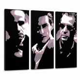 Kézzel festett POP Art festmény GODFATHER 3 darab god3 – 3D látvány a kézzel festett vászonról fehér háttéren. Domináns színek: fekete, rózsaszín, fehér.