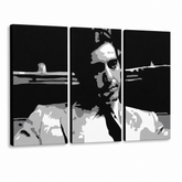 Kézzel festett POP Art festmény GODFATHER 3 darab god6 – 3D látvány a kézzel festett vászonról fehér háttéren. Domináns színek: fekete, fehér, szürke.