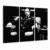 Kézzel festett POP Art festmény GODFATHER 3 darab god8 – 3D látvány a kézzel festett vászonról fehér háttéren. Domináns színek: fekete, fehér, szürke.