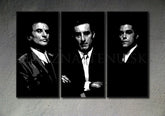 Kézzel festett vászonkép motívummal: Goodfellas, férfi öltönyben fekete-fehér árnyalatokban, drámai hangulat, titok | Kézzel festett POP Art kép Goodfellas – termék