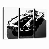 Kézzel festett POP Art festmény JAGUAR 3 darabos jag – 3D látvány a kézzel festett vászonról fehér háttéren. Domináns színek: fekete, fehér, szürke.