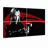 Kézzel festett POP Art festmény Kill Bill 4 db kb – 3D látvány a kézzel festett vászonról fehér háttéren. Domináns színek: fekete, piros, fehér.