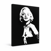 Kézzel festett POP Art festmény Marilyn MONROE 1 db mon5 – 3D látvány a kézzel festett vászonról fehér háttéren. Domináns színek: fekete, fehér, szürke.