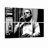 Kézzel festett POP Art festmény MARLON BRANDO 6-részes mb9 – 3D látvány a kézzel festett vászonról fehér háttéren. Domináns színek: fekete, fehér, szürke.