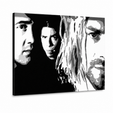 Kézzel festett POP Art festmény Nirvana 1 db nir – 3D látvány a kézzel festett vászonról fehér háttéren. Domináns színek: fekete, fehér, szürke.